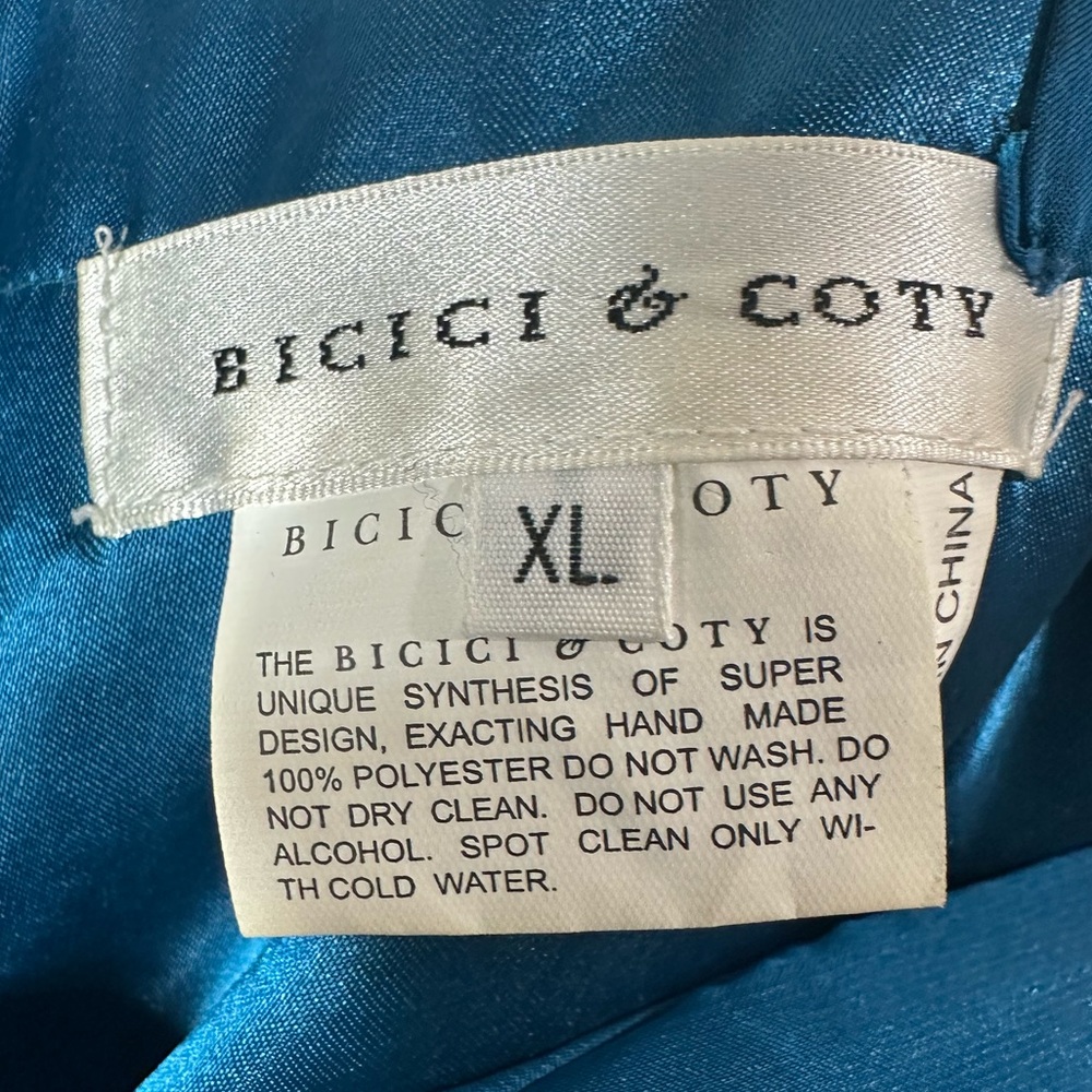 BICICI & COTY A Line Formal Dress Blue with Silver Floral Detail Size XL - Picture 14 of 16